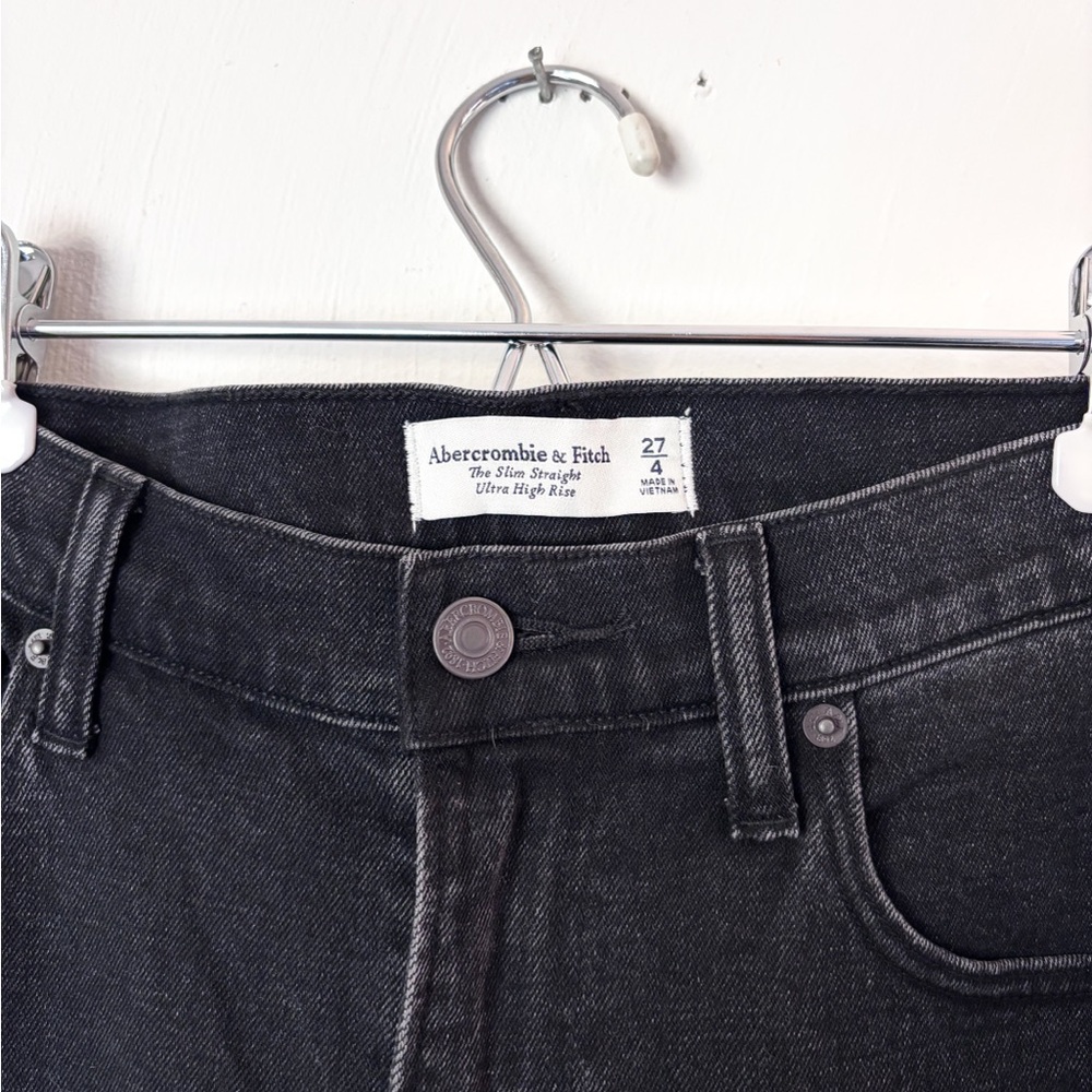 Abercrombie & Fitch Jeans Slim Straight Super High Rise Black Size 4 - Picture 2 of 2